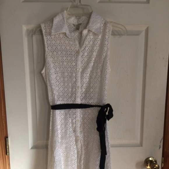 Banana Republic Eyelet Dress White Women's Size 6 - Picture 1 of 8